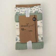 Dreamgro Baby 12 pc Set Washcloths - Sage Green White Set NEW