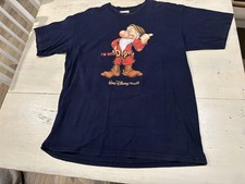 Vintage Disney Shirt Mens Large Blue Grumpy "I'm With Dopey" Snow White Tee 90s