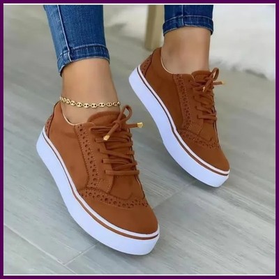 2025 New Sneakers Women Flat Casual Sneaker Spring Fashion Versatile Lace Up