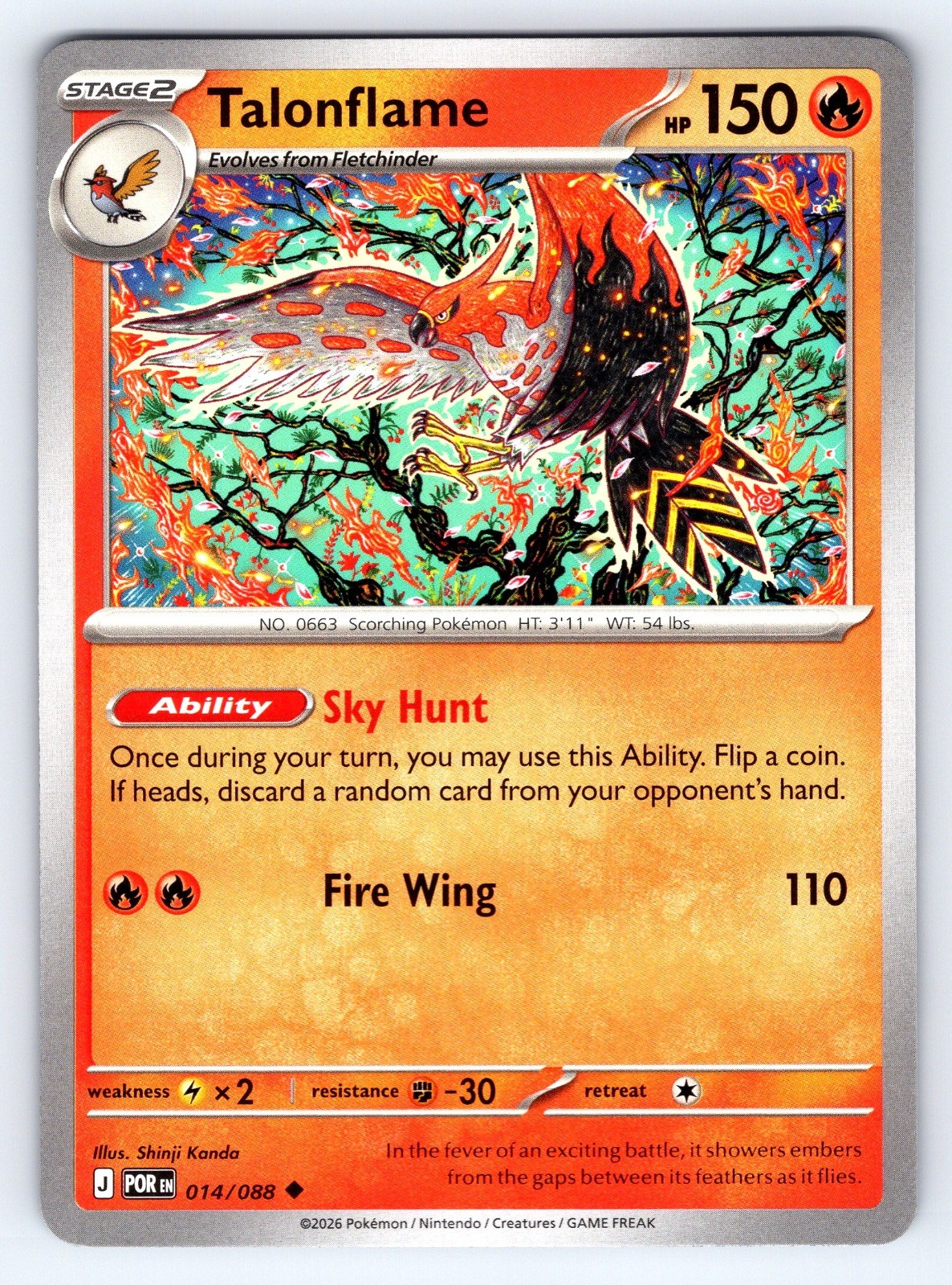 Talonflame Uncommon ME03: Perfect Order 014/088 NM