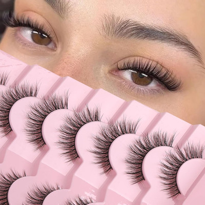 Natürliche Wimpern 7 Paar falsche Wimpern Wispy Strip Lashes weiche Cateye Look