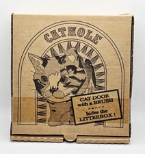 CatHole Cat Door Removeable Brush Hides the Litterbox Unpainted Wood Arch Frame