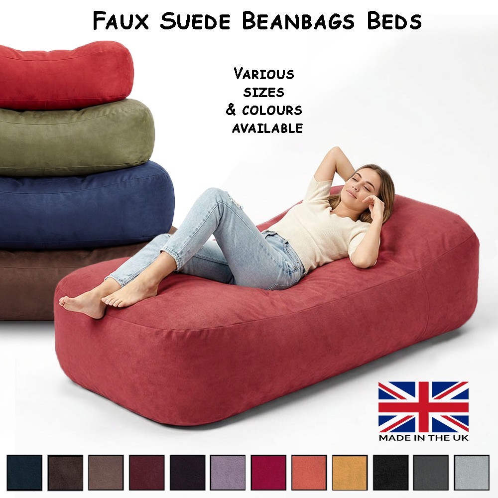 Beanbag Letto FAUX CAMOSCIO Divano Sacco a Fagioli Gigante Grande Sedile Sac Divano Riempito o Copridivano foto 4