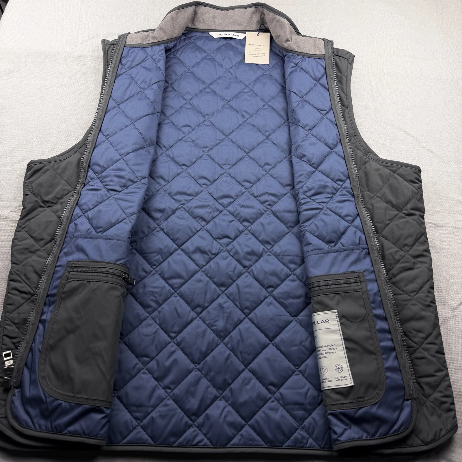 Peter Millar Crown Essex Full Zip Quilted Puffer Vest Jacket Iron Gray XL $245 - product detail image 9