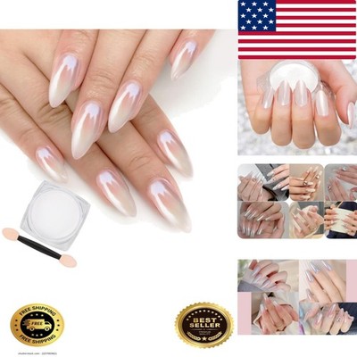 Ultra-Fine White Chrome Nail Pigment for Luminous Nail Designs   Easy to Use