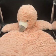 Demdaco Lovey Rattle Pink Flamingo Very Soft Minky Fleece Flat 12 Tall Soothe