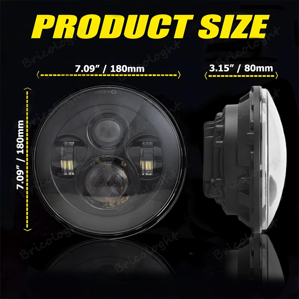 适合本田 Shadow VLX 铬 75W 7 英寸 LED 车头灯 + 4.5 英寸通行灯 — 第 2/4 张图片