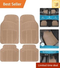 Best Floor Mats for Trucks 4-Piece Beige All-Weather Floor Mats for Cars, Trucks & SUVs - Heavy-Duty Pro...