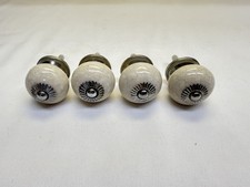 Set of 4 VTG White Ceramic Crackle & Chrome G...