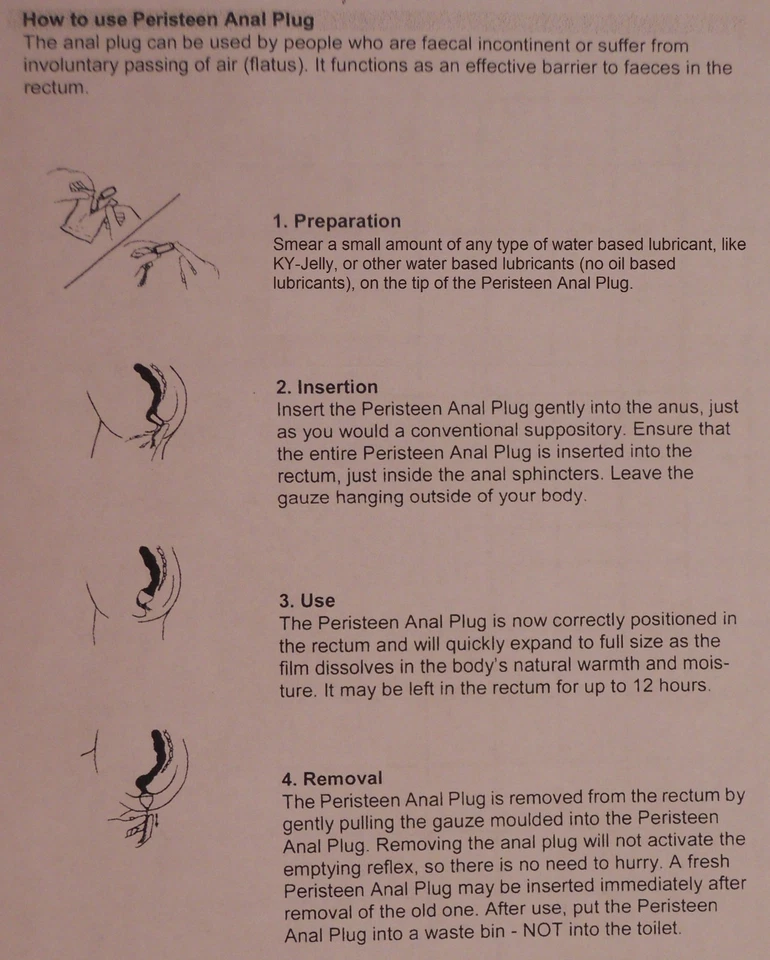10 piezas PERISTEEN FUGA INTESTINAL INCONTINENCIA FECAL DIARREA RECTAL ANAL INSERCIÓN PAD Foto 3 de 4