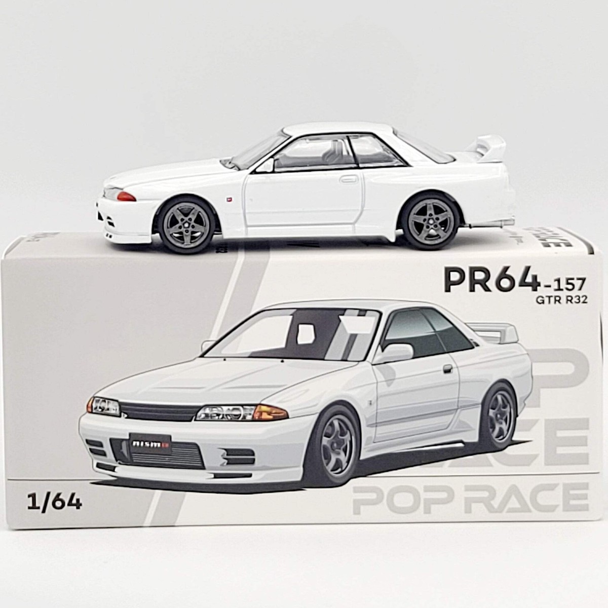 Pop Race Nissan Skyline GT-R R32 - 1:64, Crystal White (2025