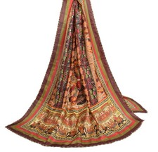 Sushila Vintage Indian Dupatta Blend Silk Digital Printed Humans Long Stole Wrap