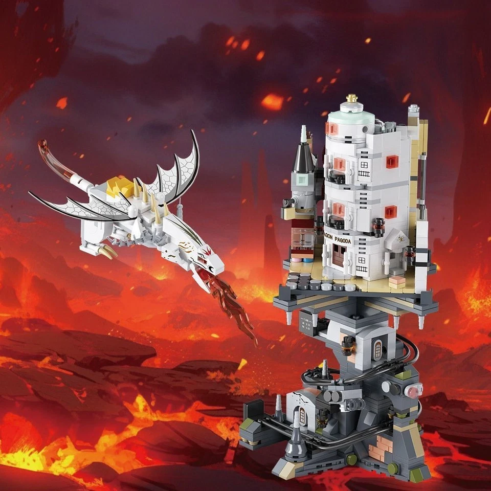 1000Pcs дракон замок строительные блоки вид на улицу стиль идеальный подарок классный винтажный - Изображение 2 из 4