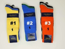 Polo Ralph Lauren Men's Socks Dress Crew 3 pack Socks, 10-13, Solid Multi-Color
