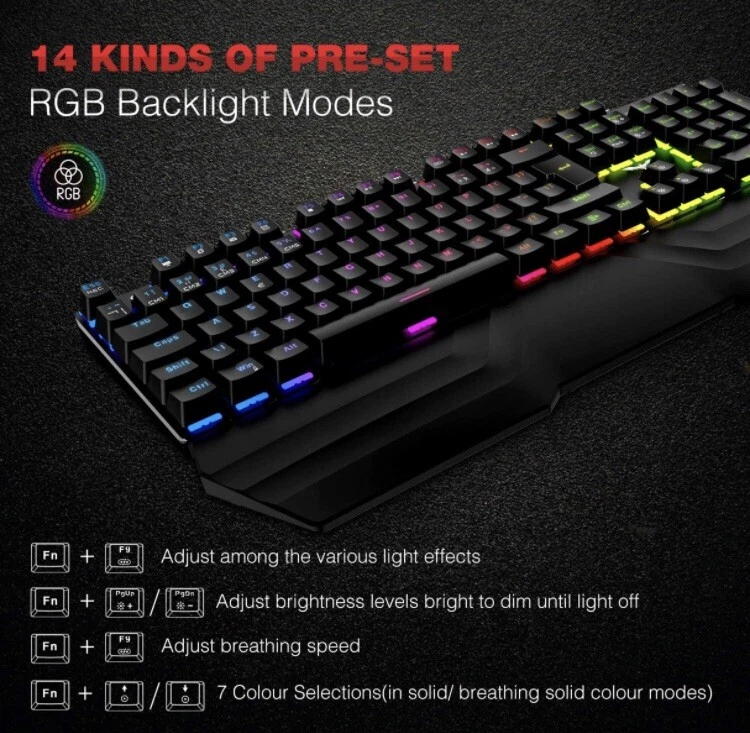 Wired Mechanical Keyboard Mouse Headset Combo Set - Image 2 of 4