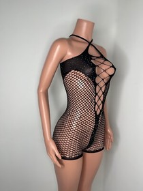 Exotic Dancer- Stripper Wear-Rave Wear-Lingerie Sexy Rhinestones One Piece