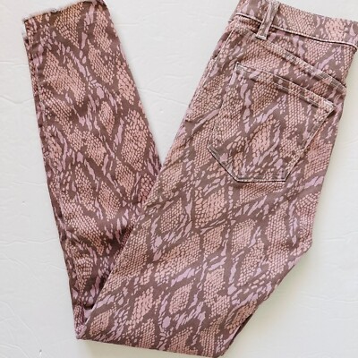 J Brand Skinny Snake Jeans Python Pink Tan Size 24 Stretch Distress