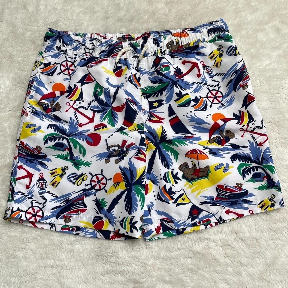 POLO Ralph Lauren медведь печати мальчика белый путешественник классический плавательный сундук размер L - Изображение 2 из 4