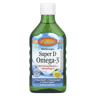 Wild Norwegian, Super D Omega-3 , Natural Lemon, 8.4 fl oz (250 ml)