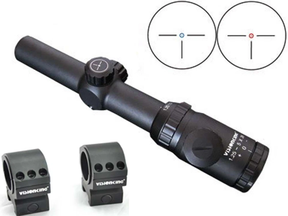 Visionking 1.25-5x26 Rifle Scope Hunting 30 three-pin German1 Reticle 223 & Ring - Image 2 of 4