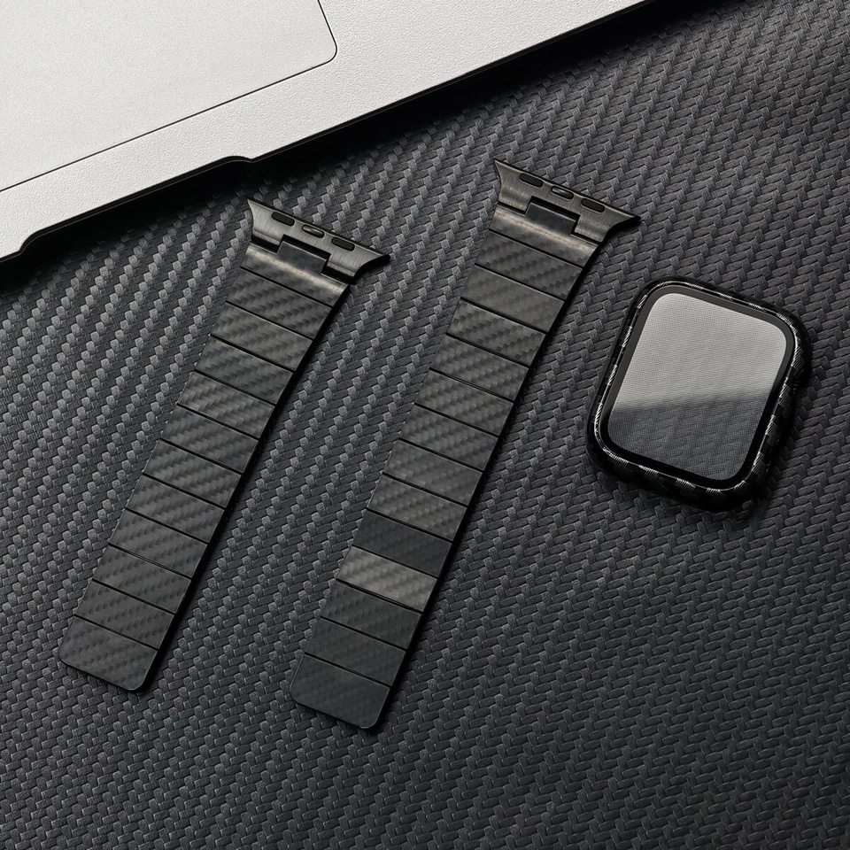 Correa con patrón de fibra de carbono para Apple Watch Ultra2/1 49 mm Series9 8 7 6 correa + estuche Foto 2 de 4