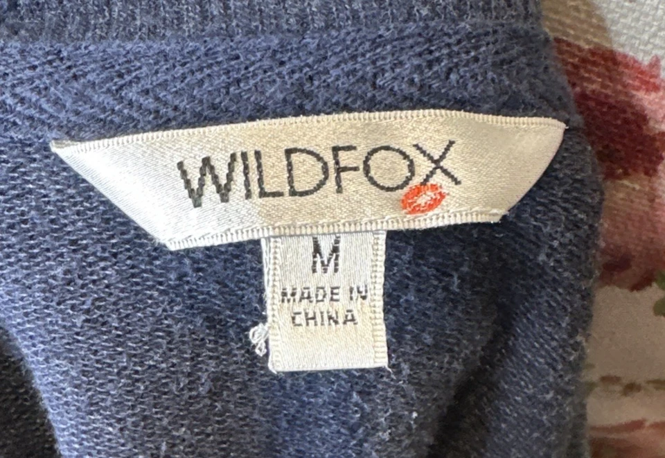 Sudadera Wildfox Mujer Talla M Azul Arco Iris Buenas Vibraciones Acogedora Pullover Foto 4 de 4