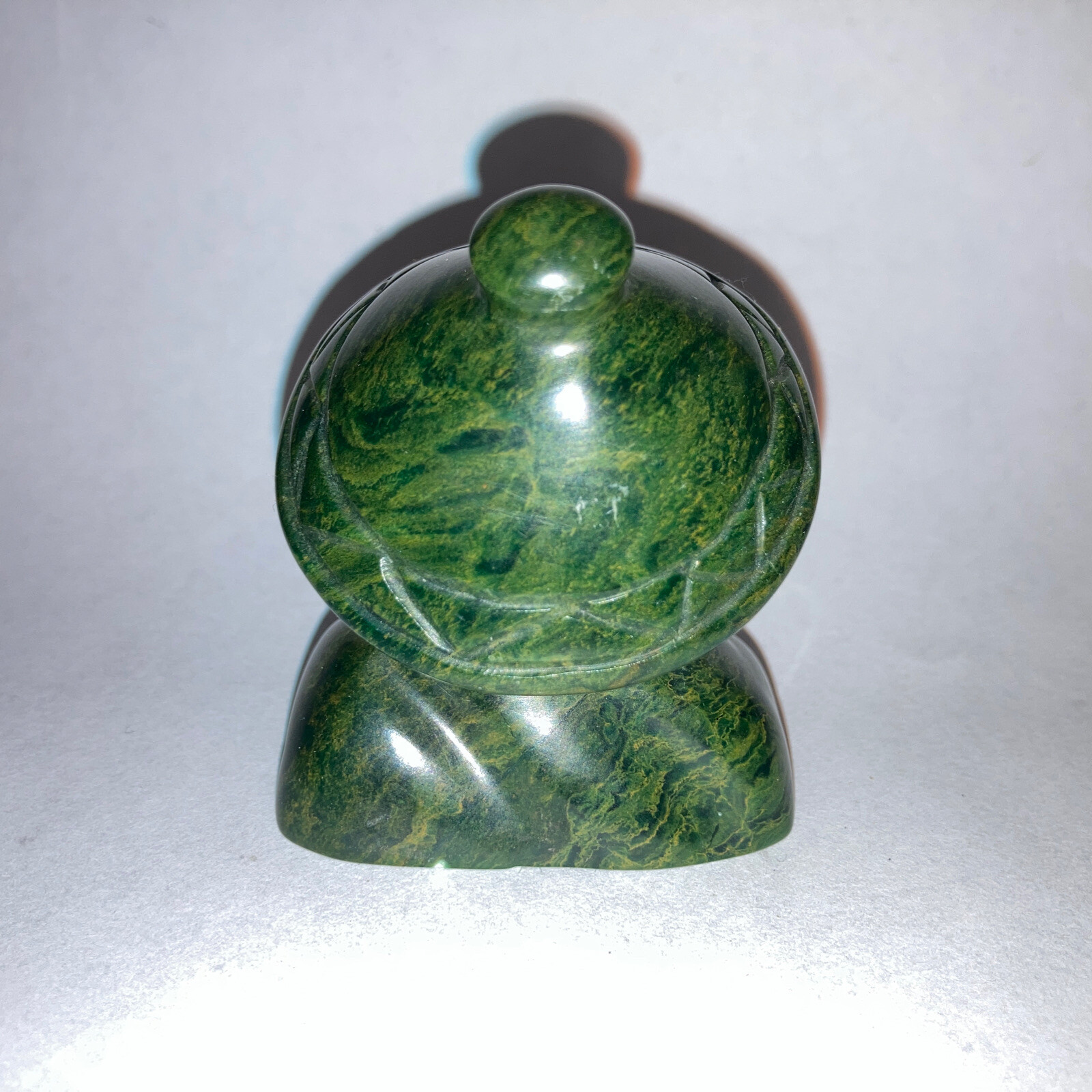 Vintage African Art Carved Shona Green Stone Oriental Asian Man Bust