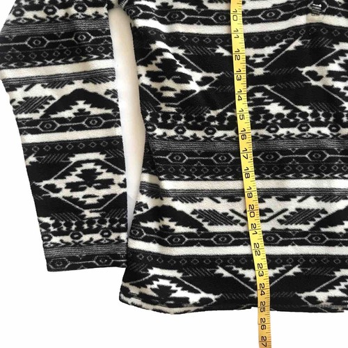 Eddie Bauer Womens M Medium Black Aztec Southwest Quest Fleece Jacket Half Zip - Picture 7 of 8