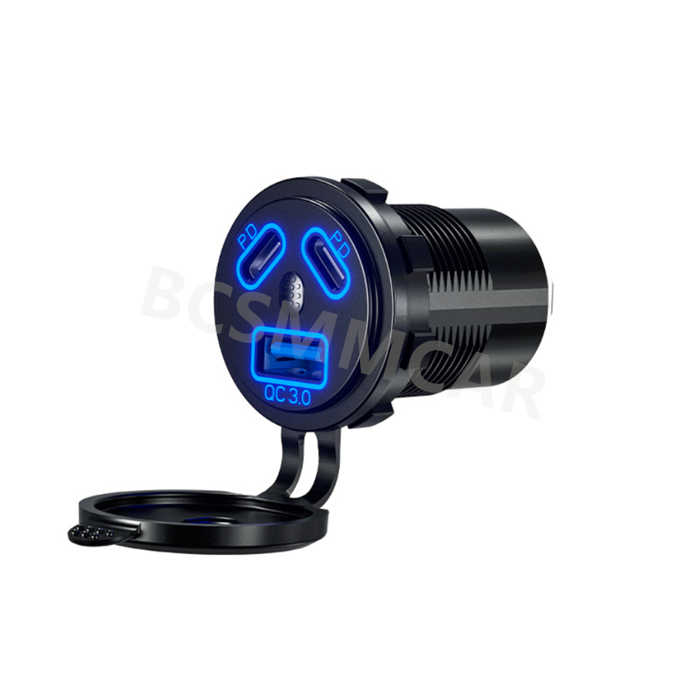 Dual PD+QC3.0 Port USB Car Fast Charger Cigarette Lighter Socket Power Adapter