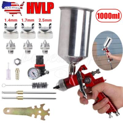 #ad #ad HVLP Gravity Feed Air Spray Paint Gun 1.4mm 1.7mm 2.5mm Nozzle Car Paint Sprayer $33.00