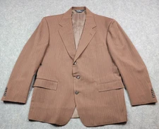 Polo Ralph Lauren Suit Jacket Mens 44 W Brown Striped Wool Holt Renfrew Vented
