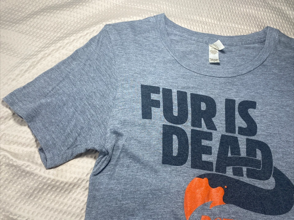 Royal Apparel “Fur Is Dead PeTA” Tee Gray Short Sleeve Woman’s Size: (S) Small - Image 2 of 4