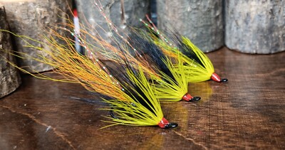  3 Roncades Salmon flies  Black Osprey Doubles size. 10