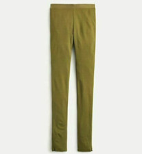 J.CREW WOMEN'S OLIVE GREEN HIGHT WAIST ANKLE-ZIP STRETCH PONTE LEGGINGS Sz S