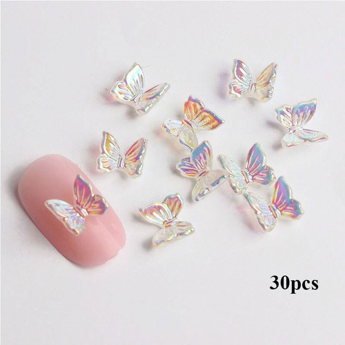 Nail Jewelry Manicure 3D Crystal Butterfly 30PCS Nail Rhinestones New Beauty - Picture 5 of 26