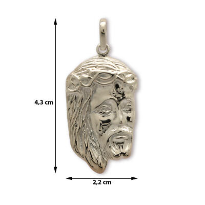 Pendentif argent massif Grande tête de Christ