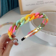 Tie Dye Chain Acetic Acid Twisted Braid Hairband Acrylic Headband for Women