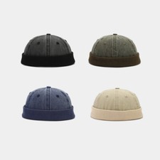 Unisex Washed Beanie Skullcap Rolled Cuff Brimless Hat Street Hip Hop Casual New