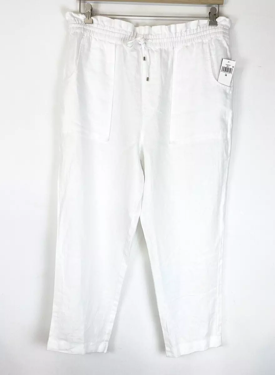 LAUREN Ralph Lauren Linen Ankle Pants Size 16 White NEW