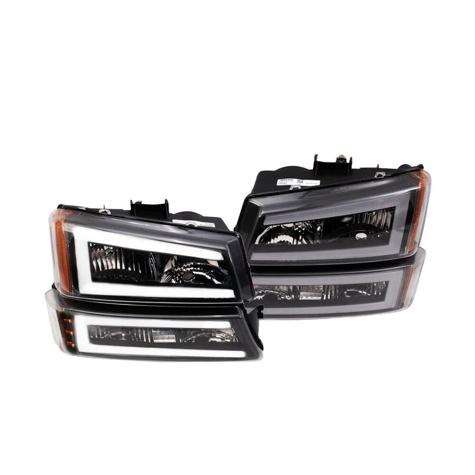 车头灯套装 LED 杆适用于 2002 - 2007 雪佛兰 Avalanche Silverado 1500 2500 3500 — 第 2/4 张图片