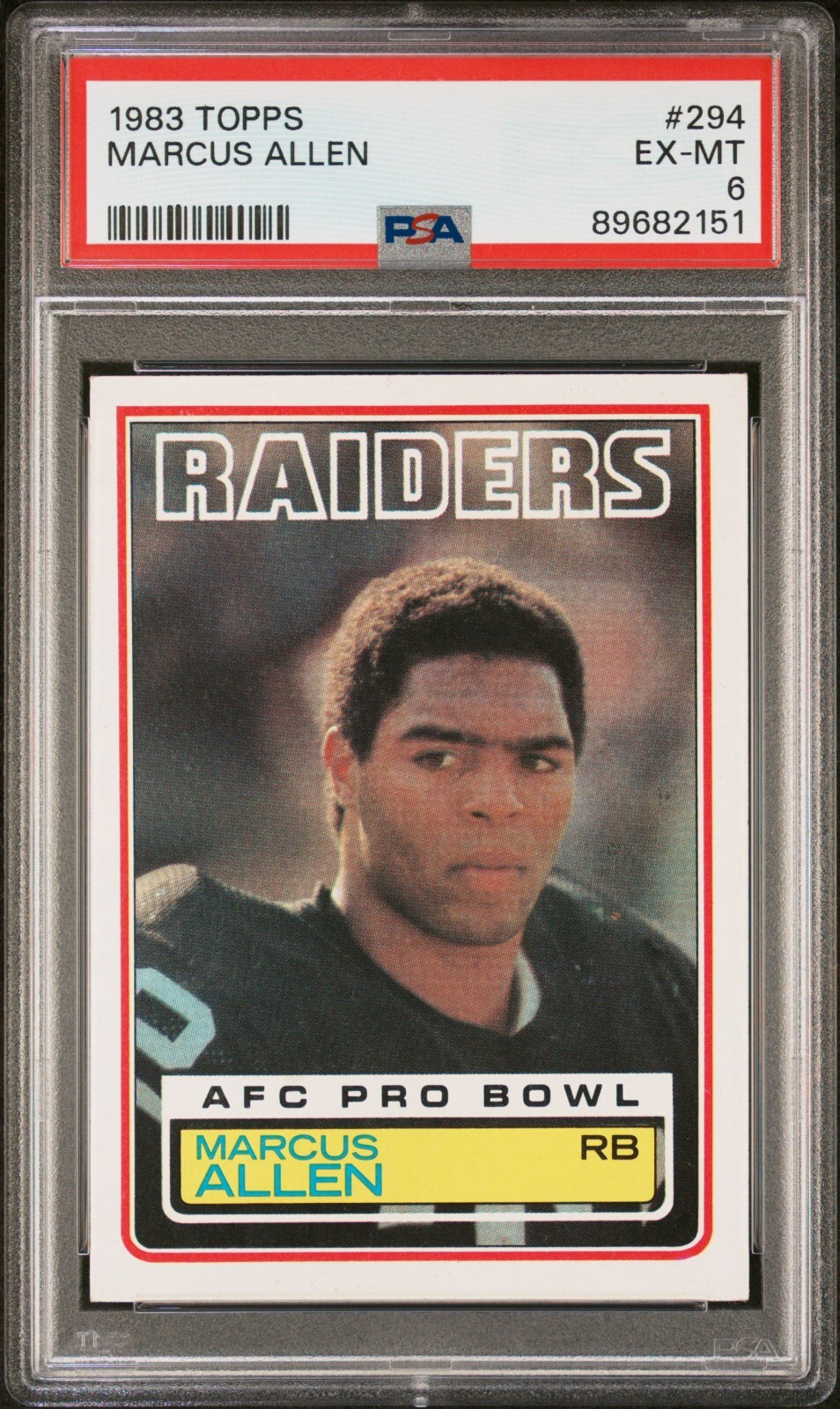 1983 Topps - #294 Marcus Allen (RC) - NFL ROOKIE PSA 6 - RAIDERS
