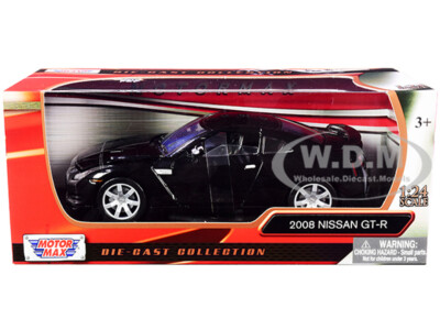 2008 NISSAN GT-R R35 GLOSS BLACK 1/24 DIECAST MODEL CAR BY