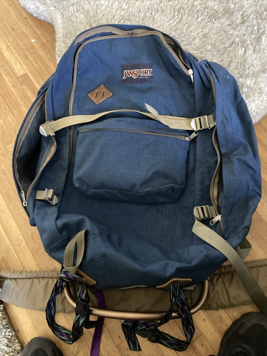 Vintage Jansport Metal Frame Backpack Hip Wings Hiking Camping