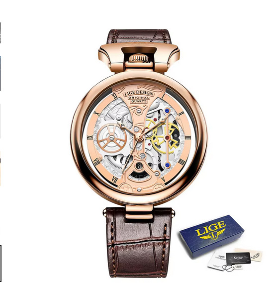 Montre de luxe homme or rose le cadeau idéal étanche avec coffret