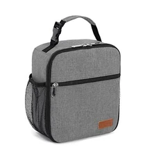 Grey Lunch Box for Men Women Small Reusable Tote Insulated Cooler Picnic