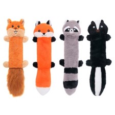 Dog Teething Toy Squeaky Chew Toy Soft Furry Fun Cartoon Animal Shape