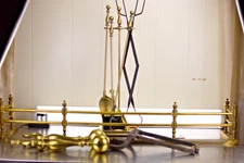 Complete Vintage Brass Fireplace set 