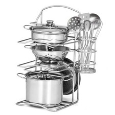 12Pcs Kids Pots and Pans Playset, Pretend Play Kitchen Set Toy Stainless Steel