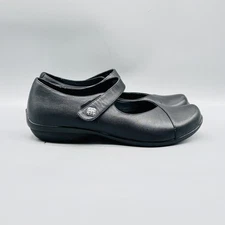 Dansko Shoes Womens 9.5 Black Leather Mary Jane Strap Comfort Slip On Flats