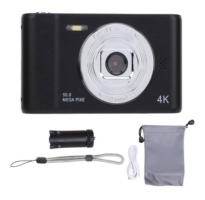 Digital Camera 50MP 4k HD Compact Camera, 2.4  Screen, Dual Lens, Anti-Shake